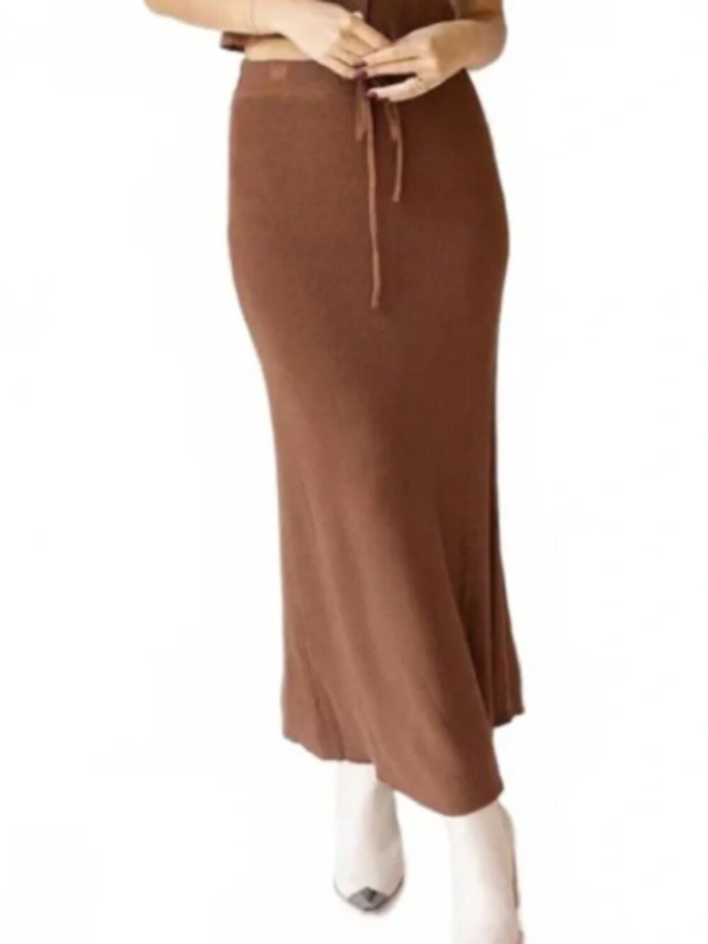 Miou Muse Arlette Knitted Maxi Skirt, Column Skirt, A-Line - Womens Medium